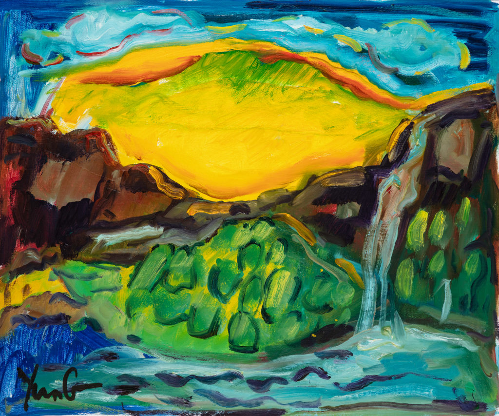 Dorothy Yung - SUNSET IN THE MOUNTAINS - Oil on canvas - 2018
