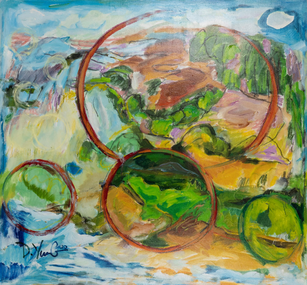 Dorothy Yung - MOUNTAIN WATERFALL - Oil on canvas - 2020
